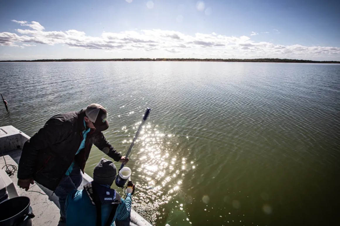 Researchers take water sample in Baffin Bay Texas