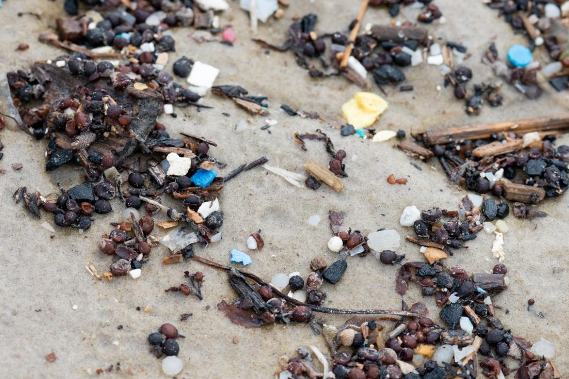 microplastics on Texas beach