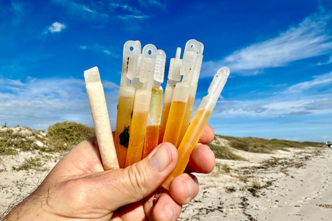 Glow sticks found on beach