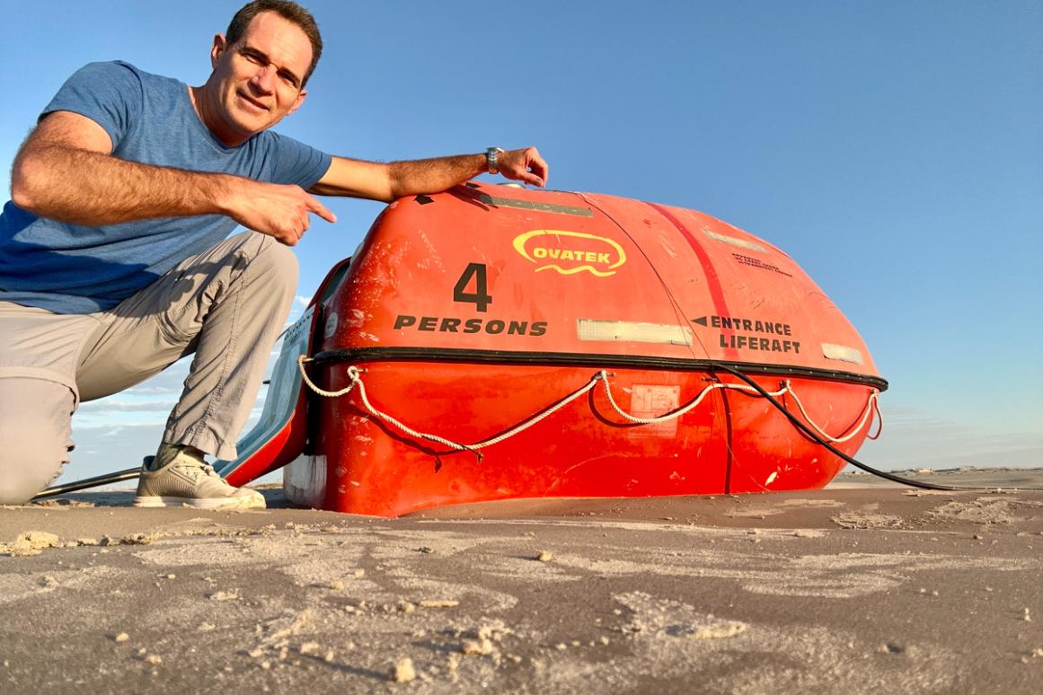 Jace Tunnell with vessel rescue pod